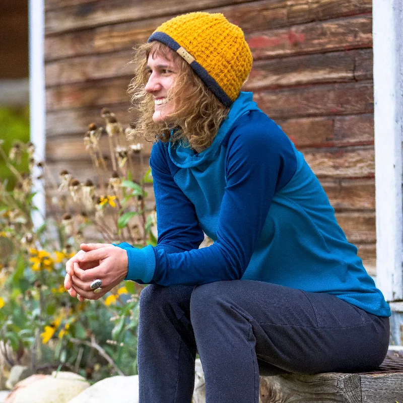 SALE - SMALL - Merino Wool Frey Hoodie ~ Blue