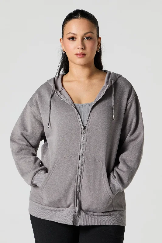 Oversized Fleece Zip-Up Hoodie