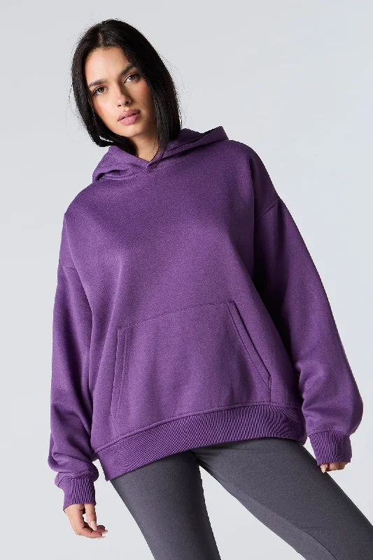 Oversized Solid Fleece Hoodie