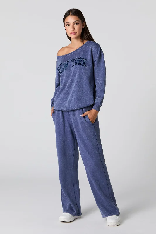 Washed Wide Leg Fleece Sweatpant