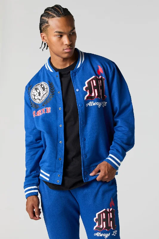 Graphic Fleece Varsity Jacket