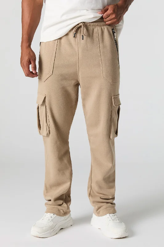 Fleece Open Bottom Cargo Jogger