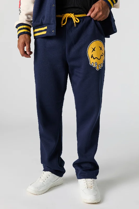 Melted Smiley Embroidered Fleece Varsity Sweatpant