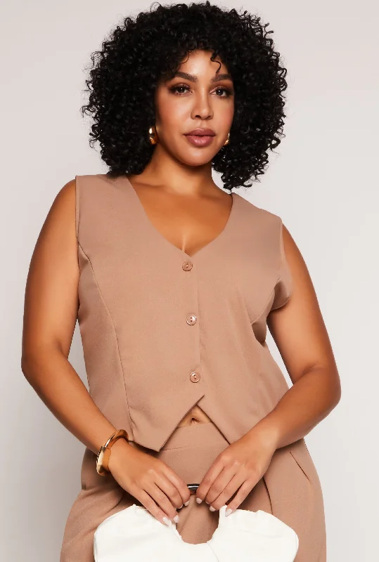 Plus Size Three Button Vest