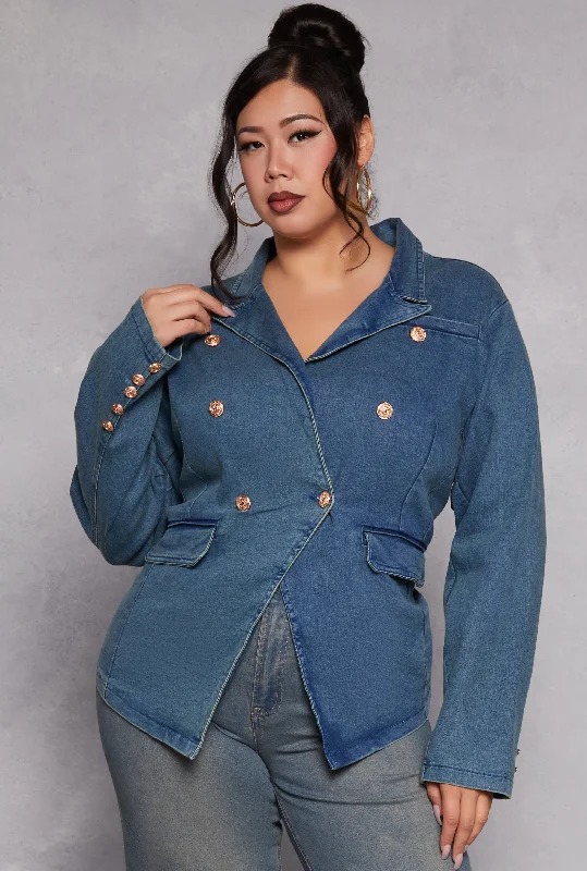 Plus Size Denim Blazer