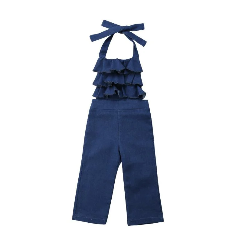 Denim Ruffles Jumpsuit