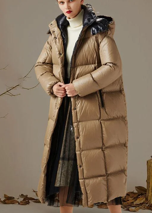 Handmade Khaki Button Pockets fashion Winter Duck Down down coat