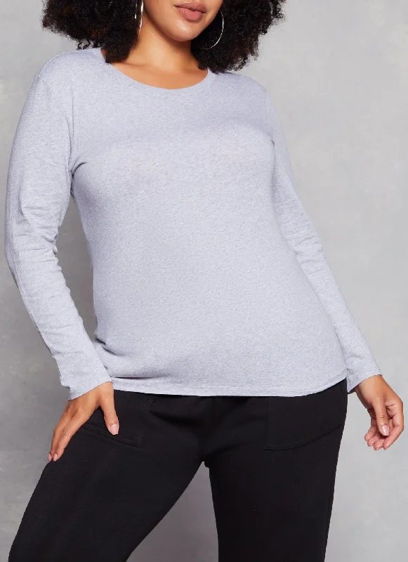 Plus Size Ambiance Long Sleeve Basic T Shirt