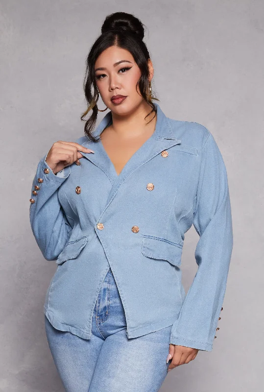 Plus Size Denim Blazer