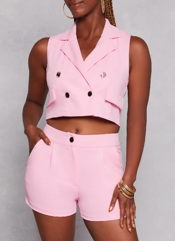 Crepe Knit Cropped Blazer Vest