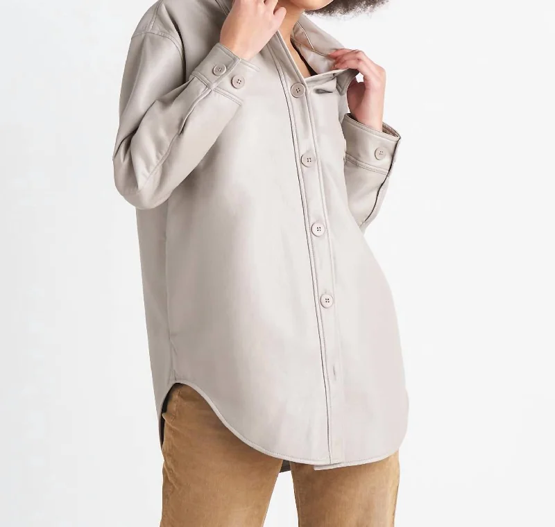 Pu Shacket in Light Beige