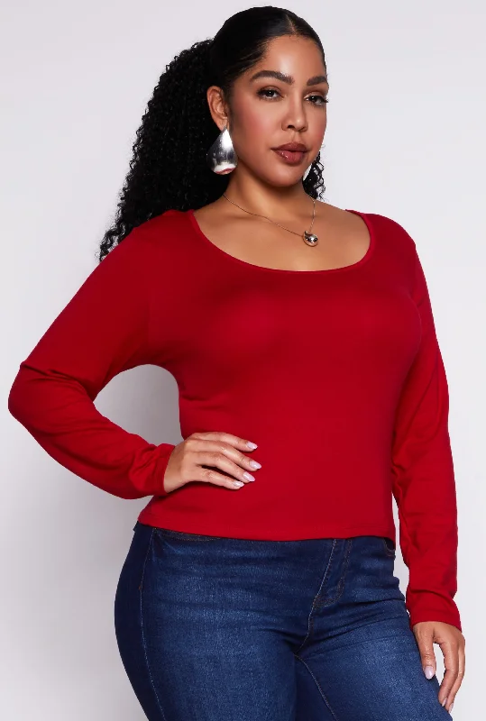 Plus Size Basic Fleece Lined T Shirt