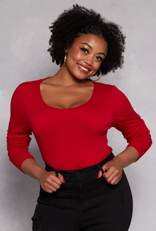 Plus Size Double Layered Scoop Neck Top