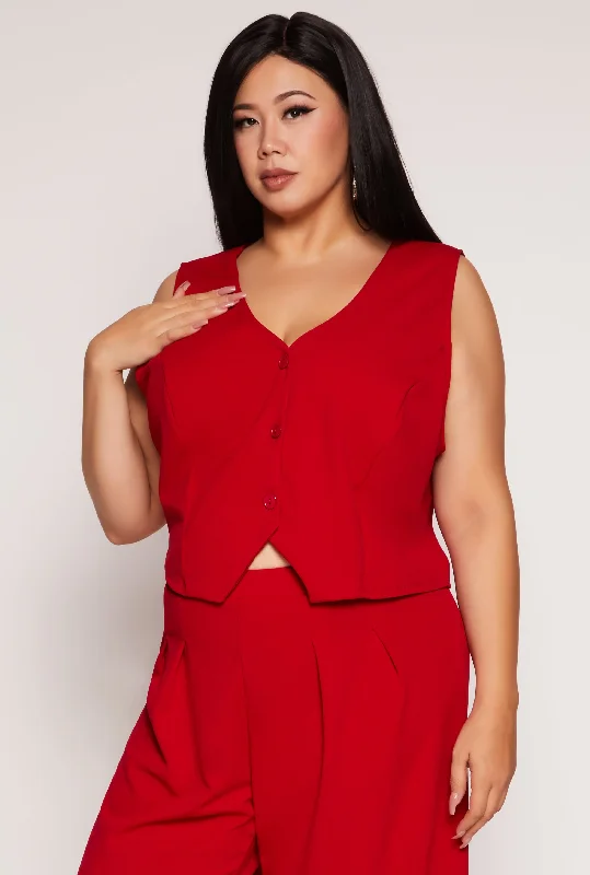 Plus Size Three Button Vest