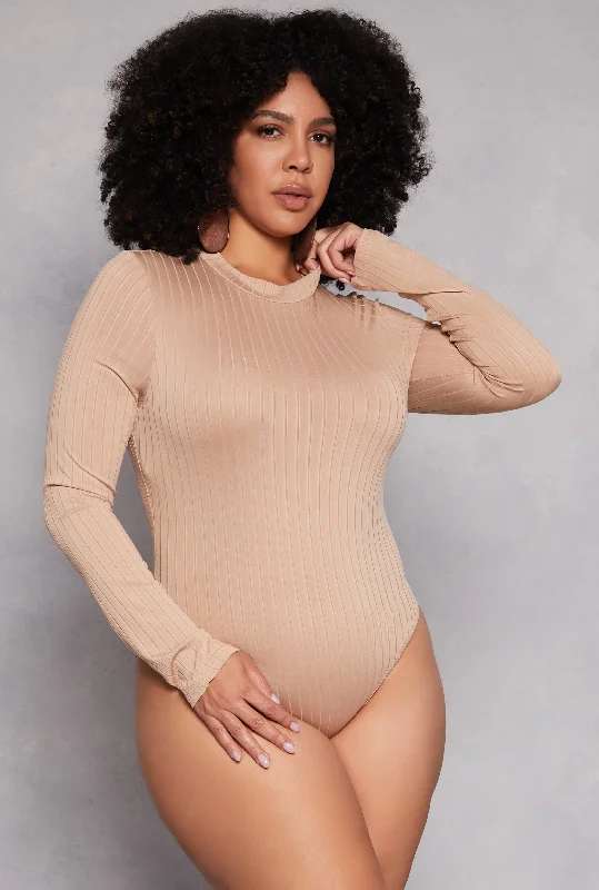 Plus Size Daisy Long Sleeve Mock Neck Bodysuit