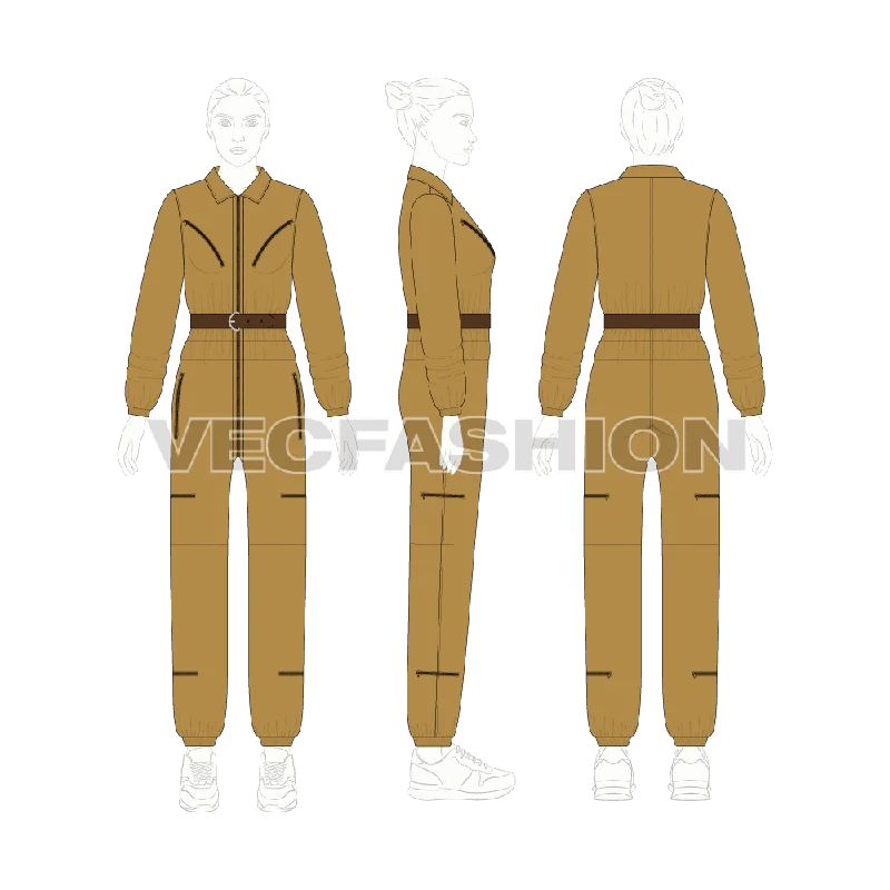 Women Boiler Suit Illustrator Sketch