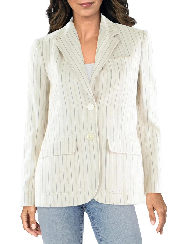 Womens Linen Work Wear Two-Button Blazer