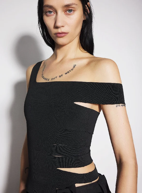 black bandage knit top