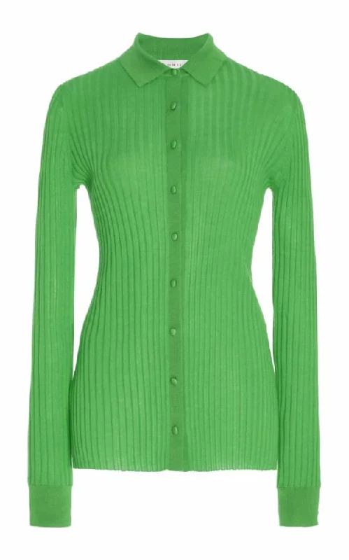 Cavalieri Knit Shirt in Fluorescent Green Cashmere Silk