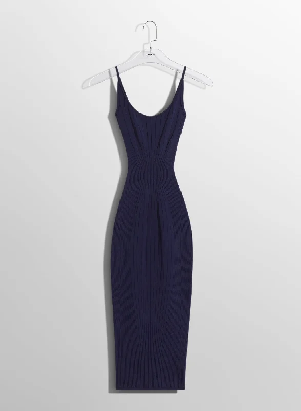 midnight blue sculpting knit dress