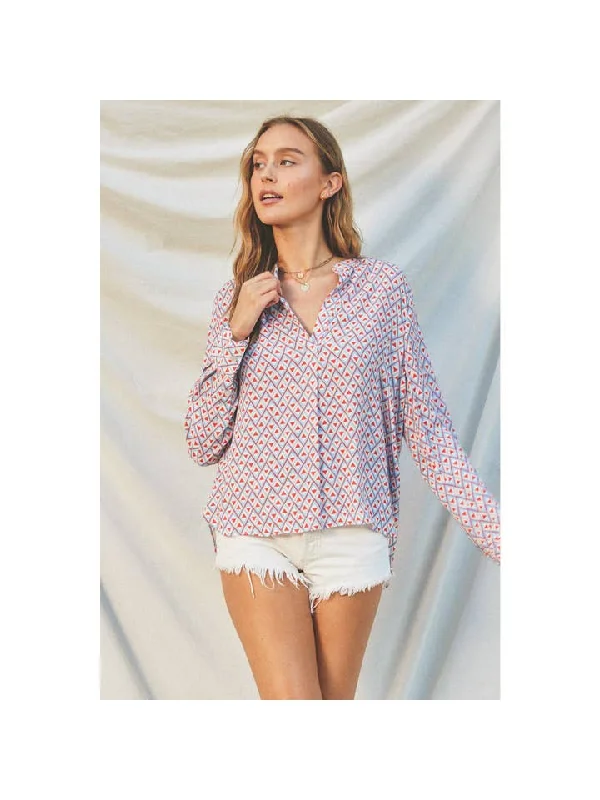 All For Sun Retro Split Collar Blouse