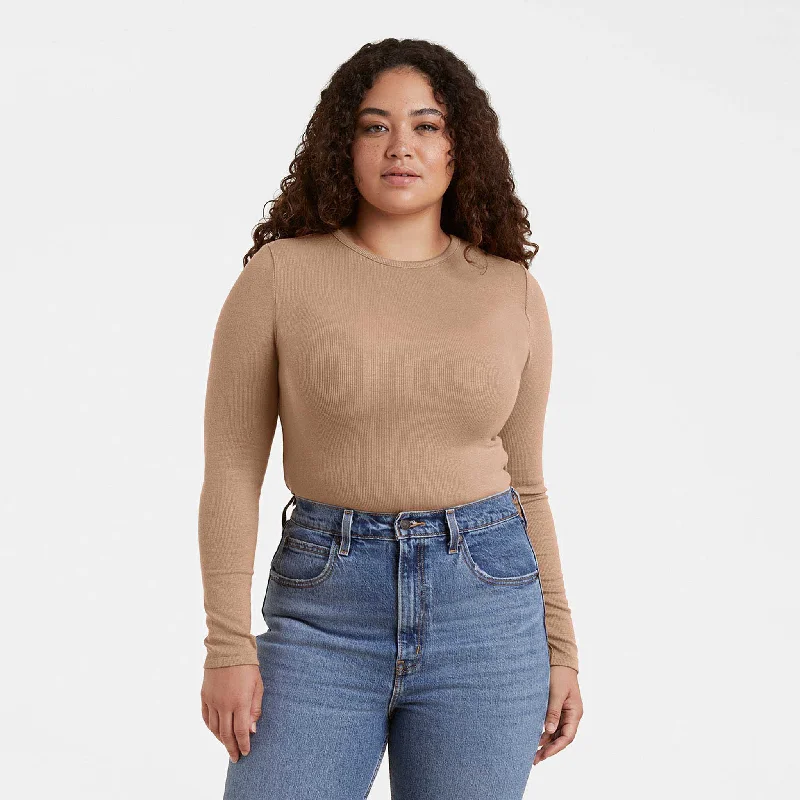 Slinky Rib Long Sleeve Shirt | Cinnamon