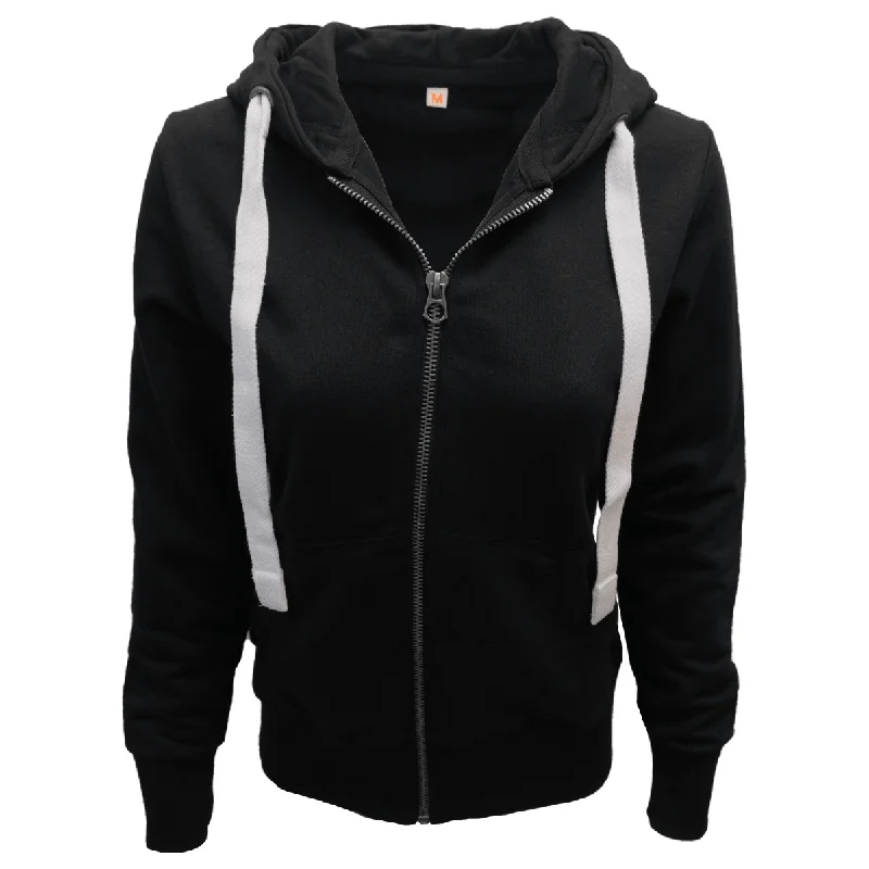 Brand Fashion Women's Black Full Zip-Up Hoodie