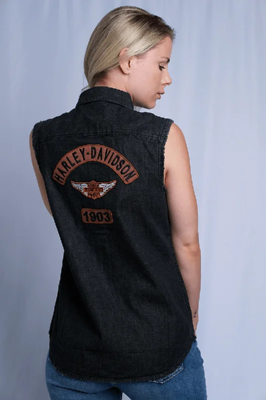 Branded  Women's Charcoal Vest w/ Back Logo Sleeveless Vest