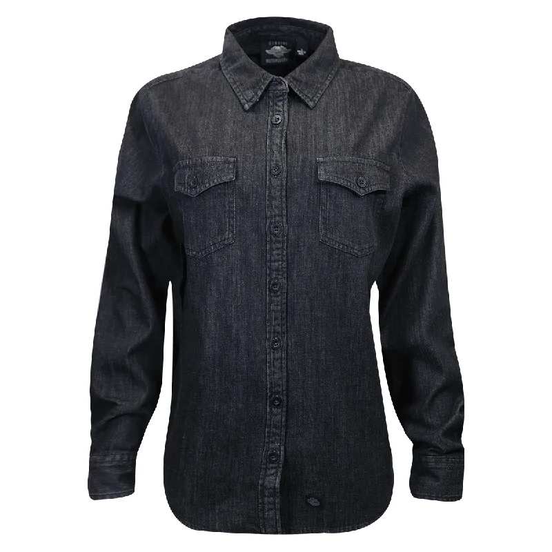 Branded  Women's Grey Denim L/S Woven Shirt (S05)