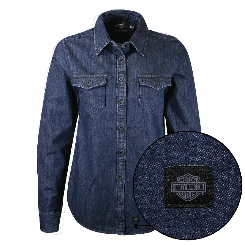 Branded  Women's Navy Blue Denim L/S Woven Shirt (S03)